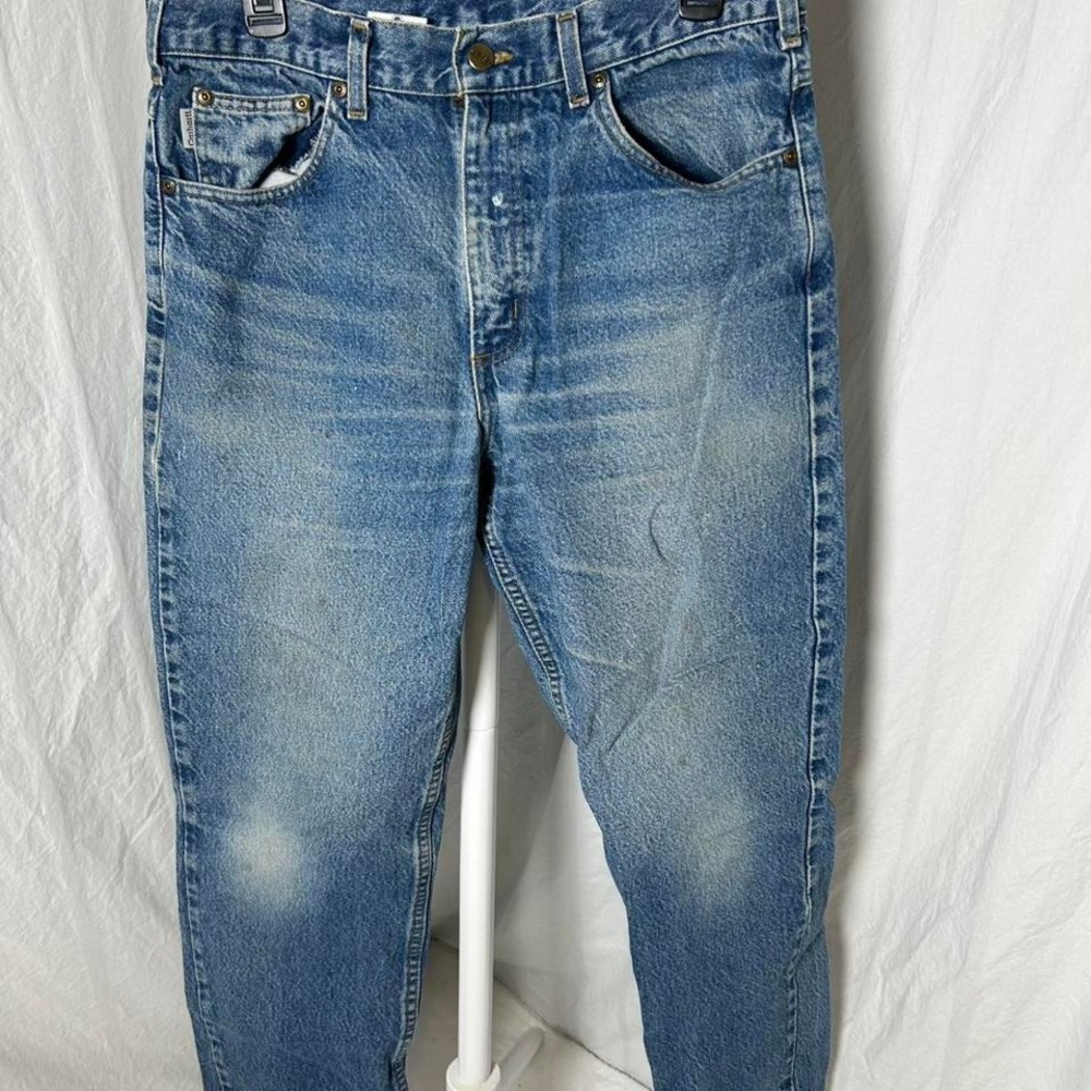 VTG Carhartt Denim Jeans Mens Size 34x30 Wash Wear Relaxed B17 DST Faded